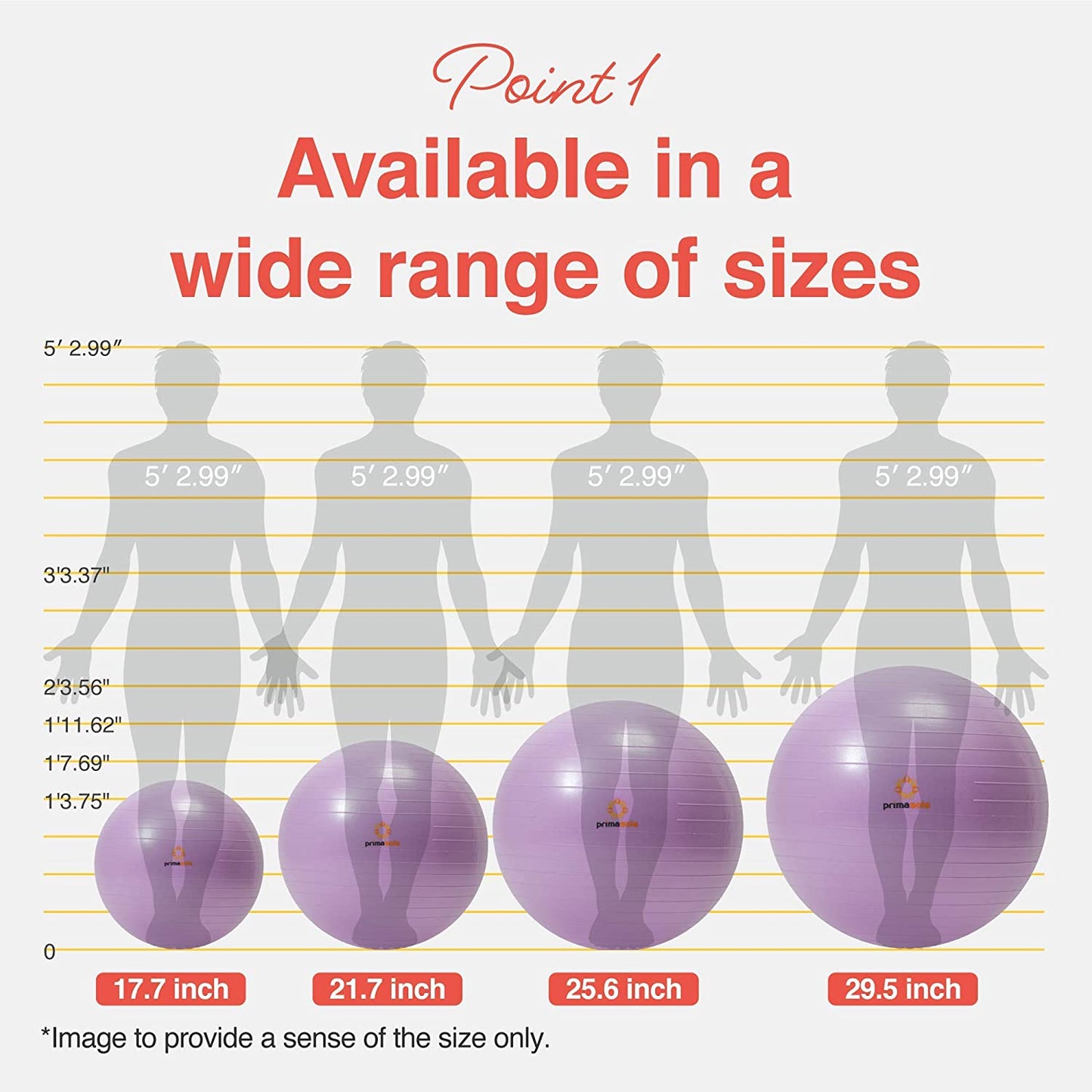 Primasole Exercise Ball for Balance Stability Fitness Workout Yoga Pilates at Home Office & Gym Birthing Ball for Pregnancy, Office Ball Chair